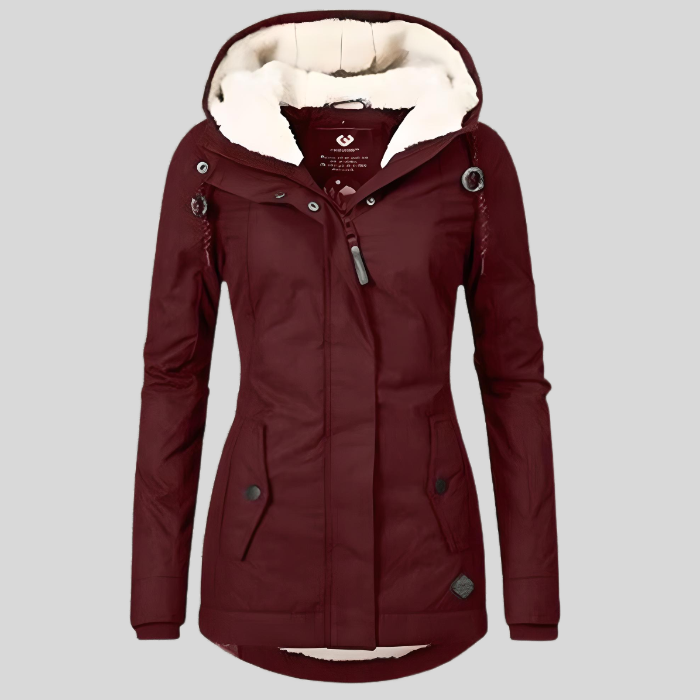 Women's Waterproof Sherpa Lined Hooded Rain Jacket