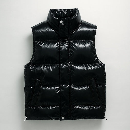 Men's High-Collar Quilted Puffer Gilet Cotton-Blend Vest