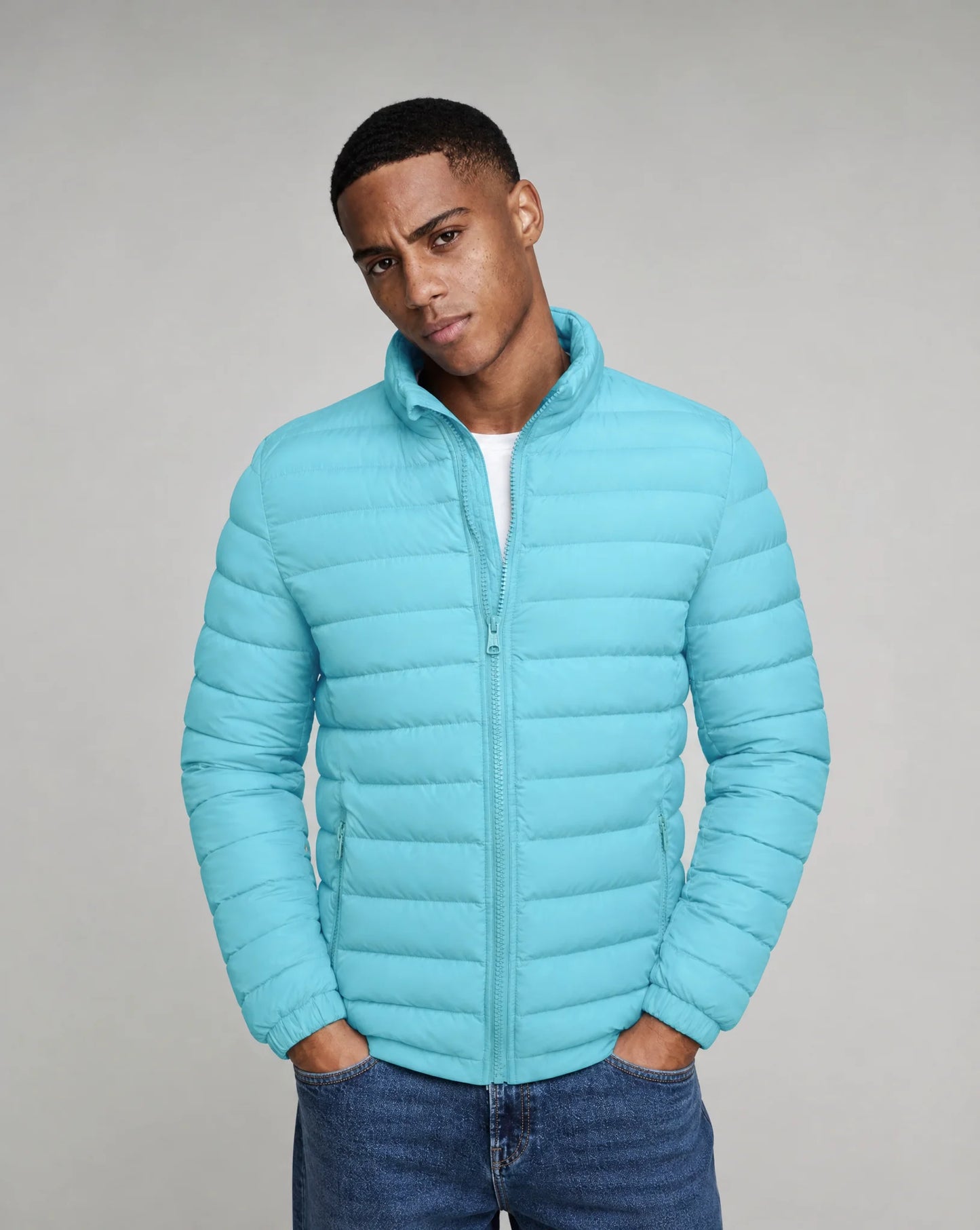 Men's light blue lightweight luxury summer jacket by ILYNORA