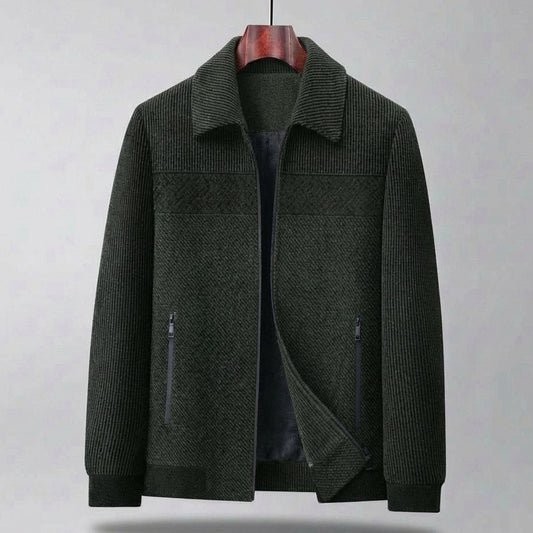 Men's Textured Quilted Zip-Front Casual Jacket