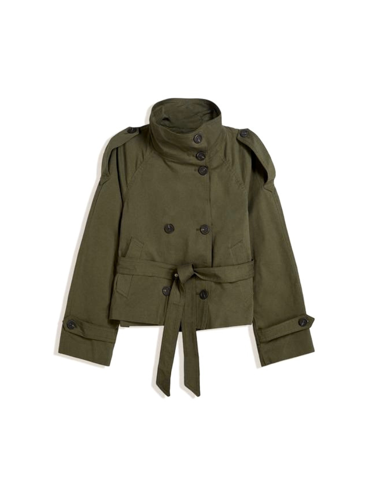 Women's Belted Double Breasted Trench Jacket