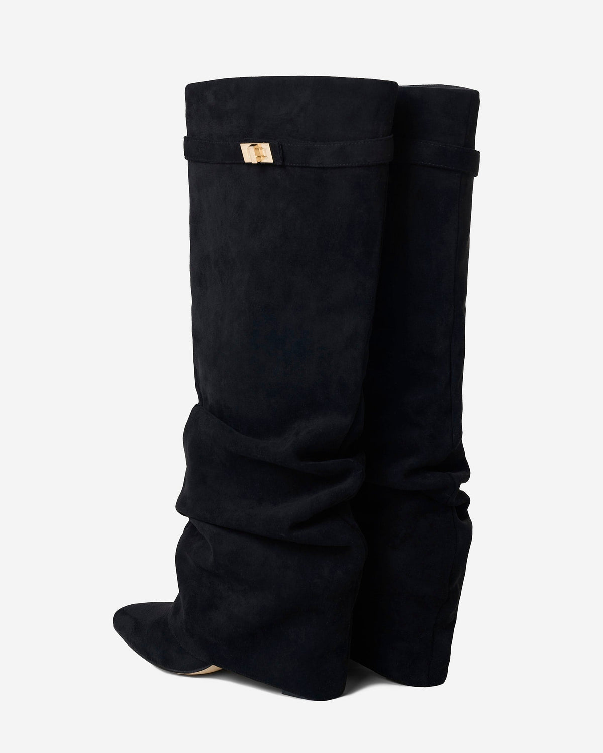 Women's Black Knee High Boots Hidden Heel Design