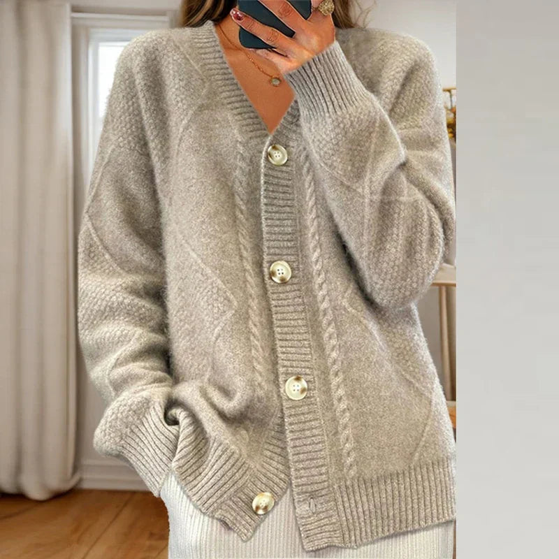 Women's Cable Knit Button-Front Cardigan
