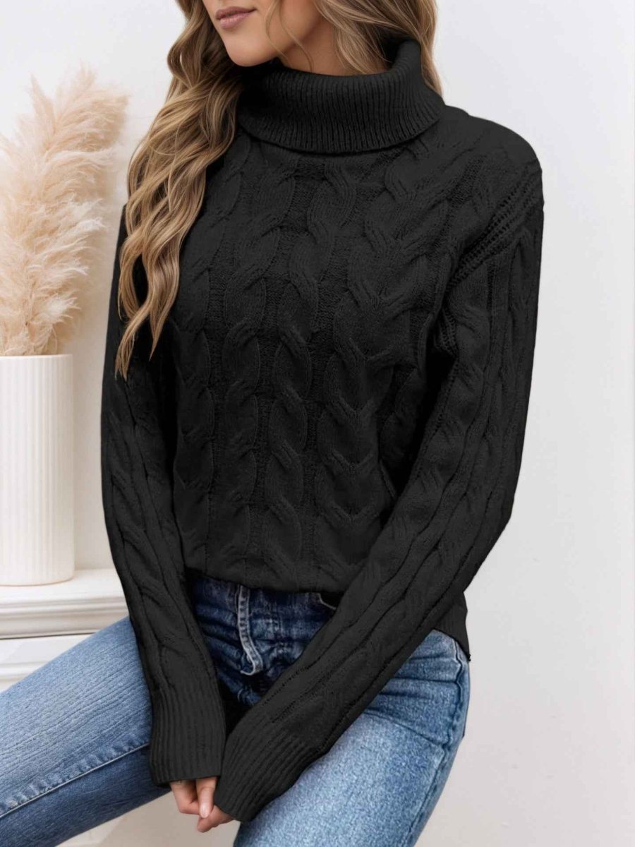 Women's Cable Knit Turtleneck Sweater