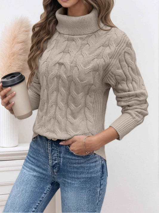 Women's Cable Knit Turtleneck Sweater
