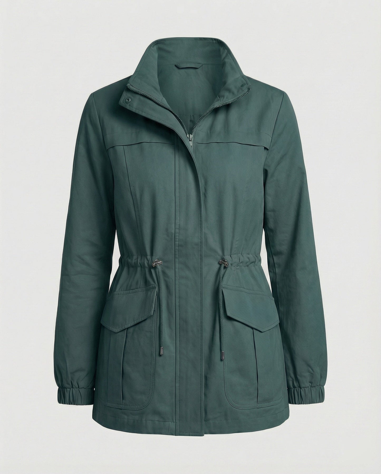 Women's Casual Utility Jacket With Drawstring Waist