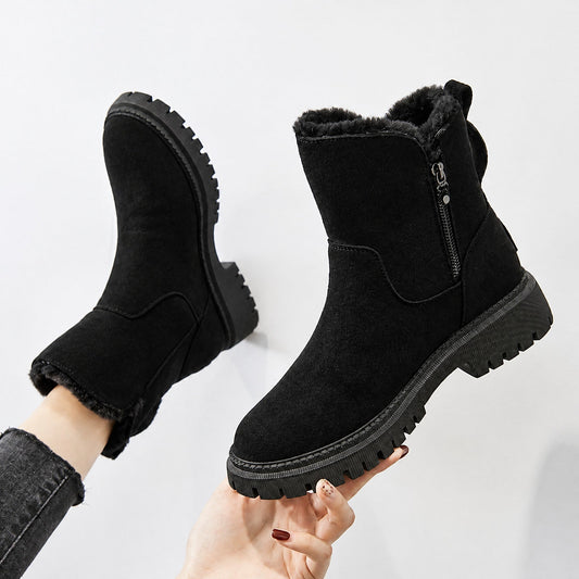 Women's Chunky Platform Ankle Boots with Warm Winter Lining