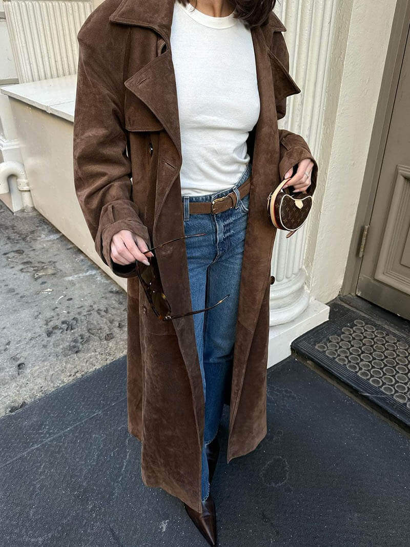 Women's Double Breasted Belted Trench Coat