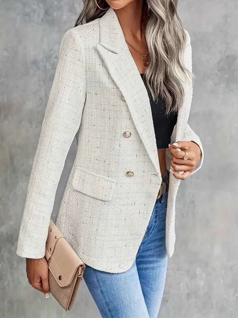 Women's Double Breasted Bouclé Tweed Blazer