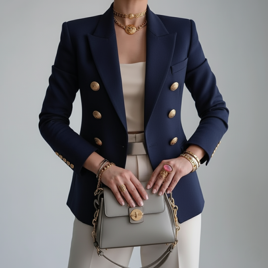 Women's Double Breasted Notch Lapel Blazer