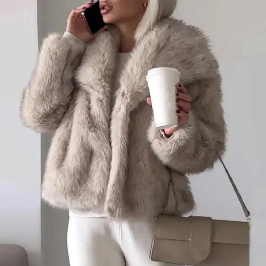 Women's Faux Fur Short Winter Jacket