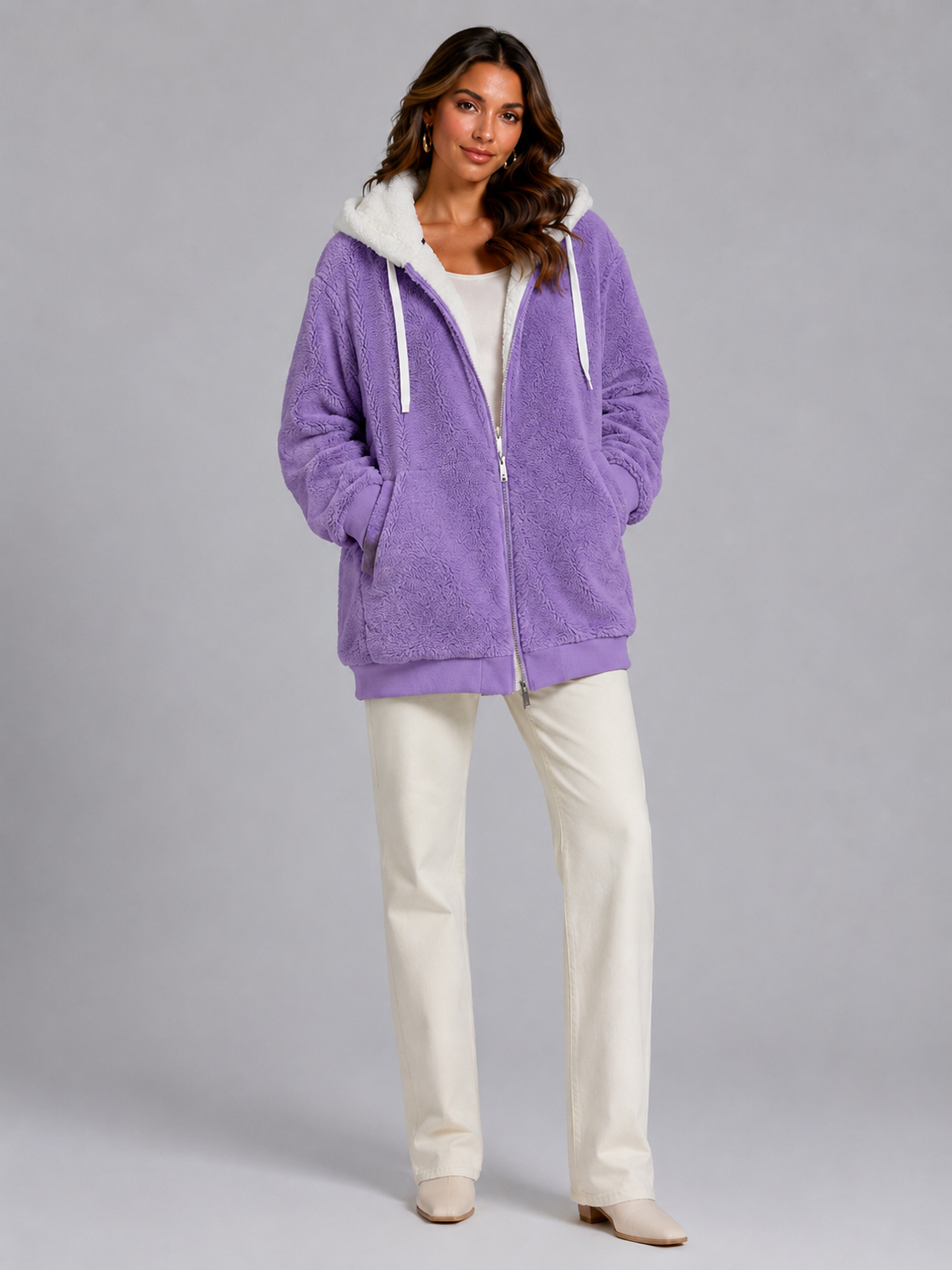 Women's Fleece Hooded Zip-Up Jacket
