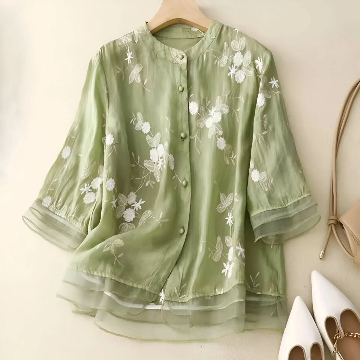 Women's Floral Embroidered Cotton Top
