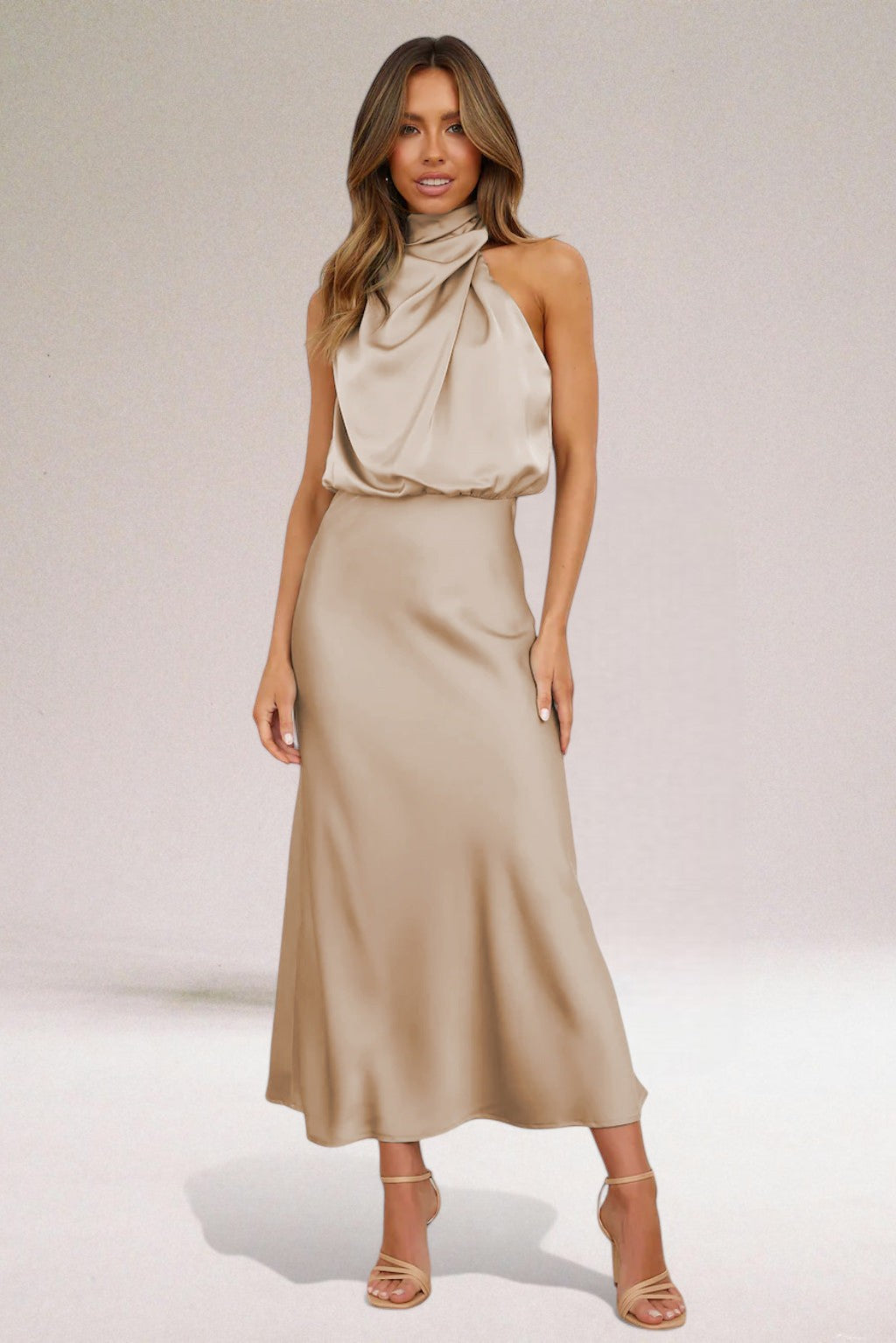 Women's Glamorous Halter Neck Evening Maxi Dress
