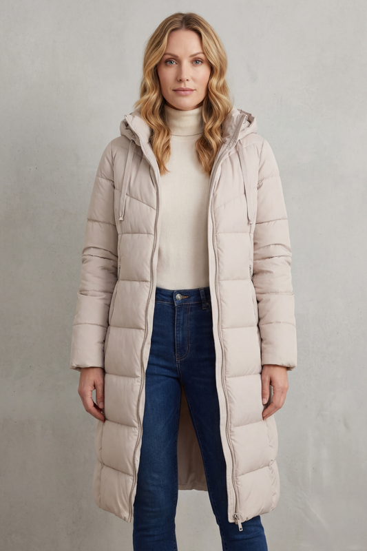 Women's Hooded Longline Quilted Puffer Coat