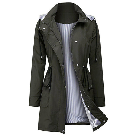 Women's Hooded Utility Parka with Drawstring Waist & Pockets