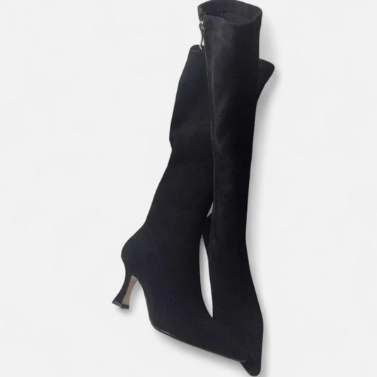 Women's Knee-High Heeled Boots Suede Look
