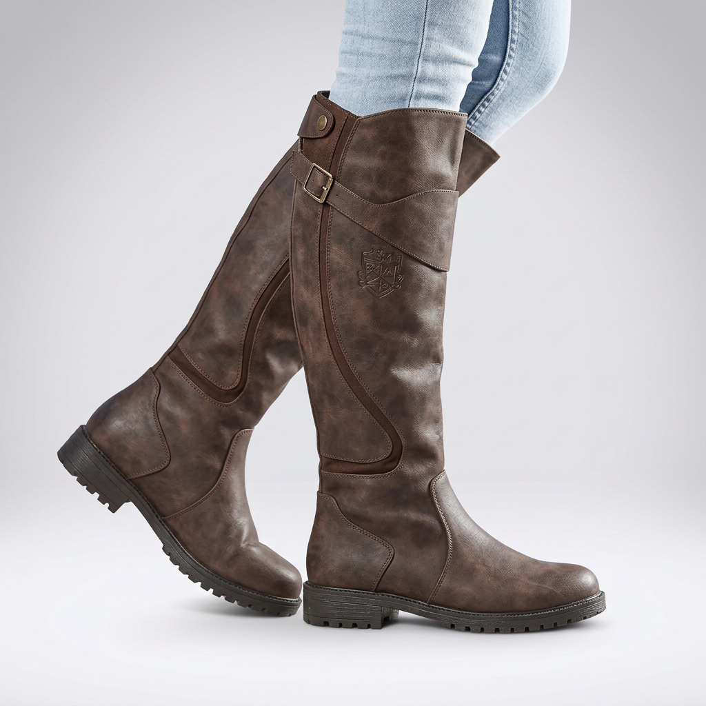 Women's Orthopaedic Knee High Boots with Adjustable Buckle Strap