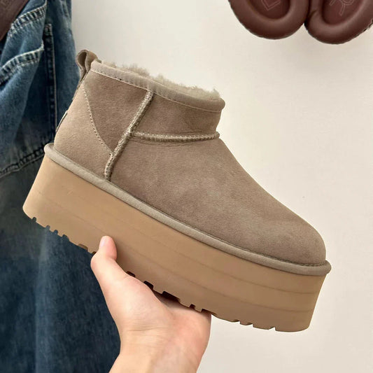 Women's Platform Ankle Boots with Sheepskin Lining