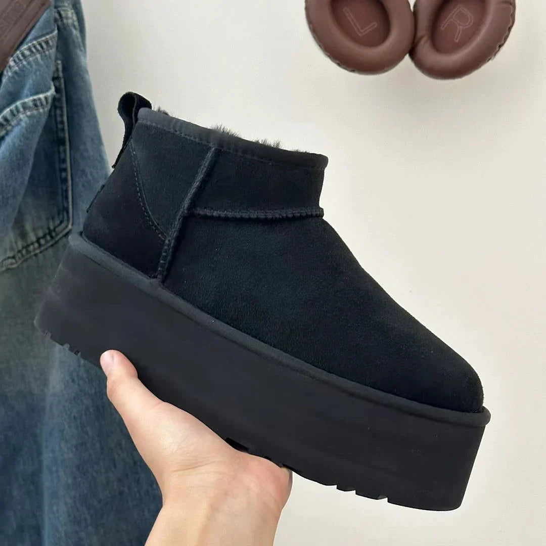 Women's Platform Ankle Boots with Sheepskin Lining