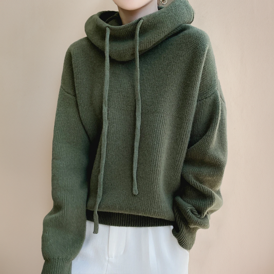 Women's Relaxed Fit Cowl Neck Funnel Hoodie