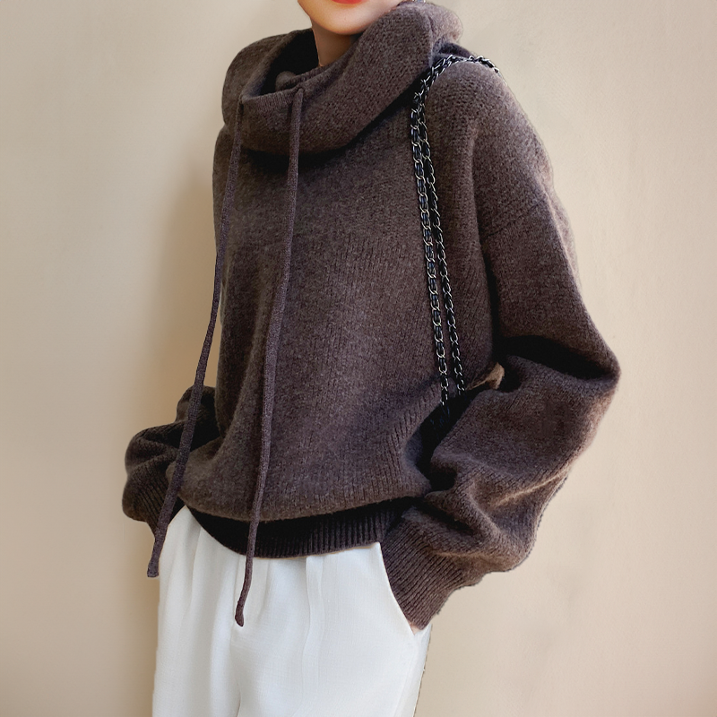 Women's Relaxed Fit Cowl Neck Funnel Hoodie