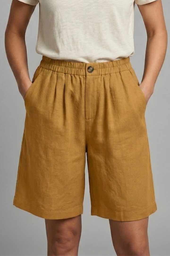 Women's Relaxed Linen Shorts With Side Pockets