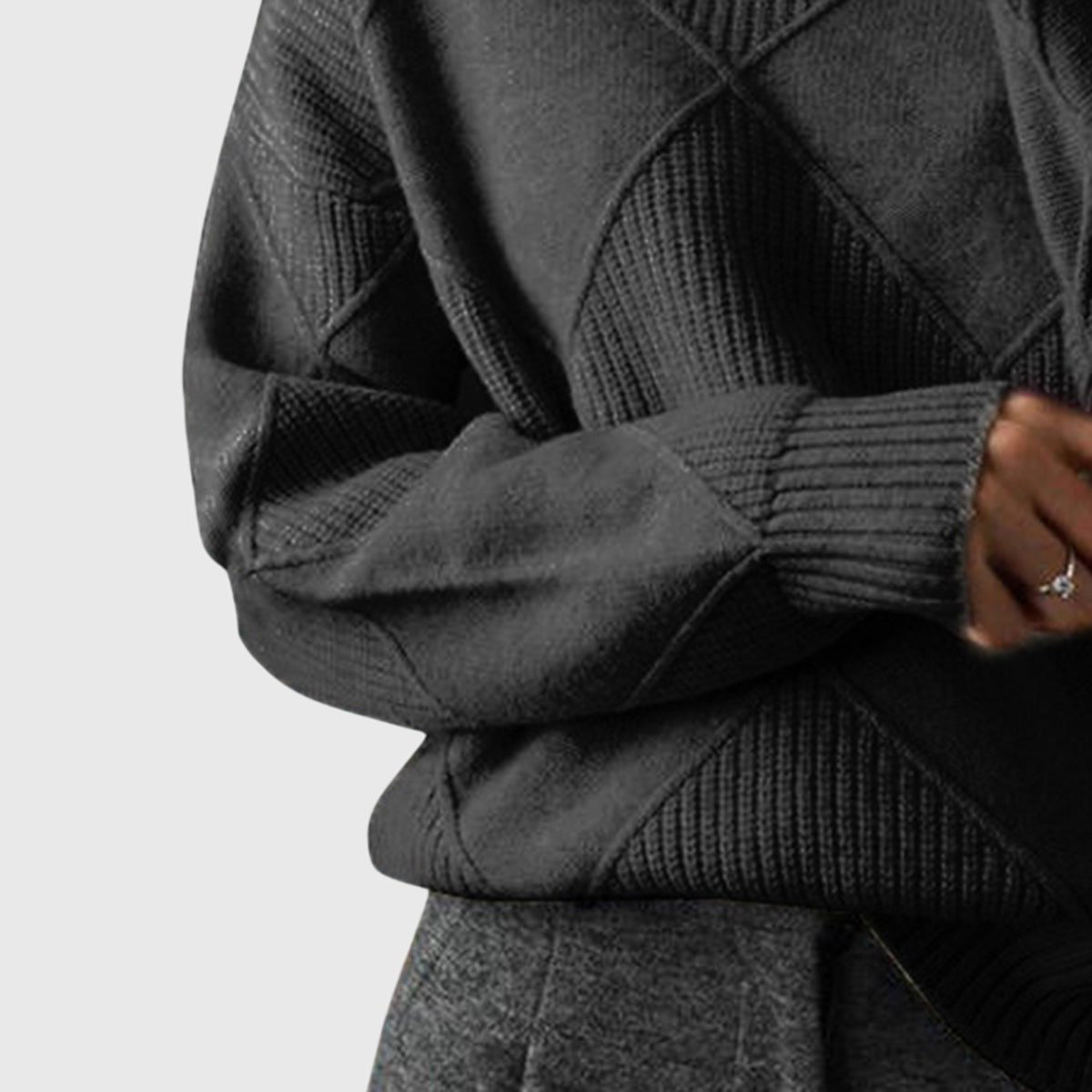 Women's Ribbed Knit Roll Neck Jumper with Long Sleeves