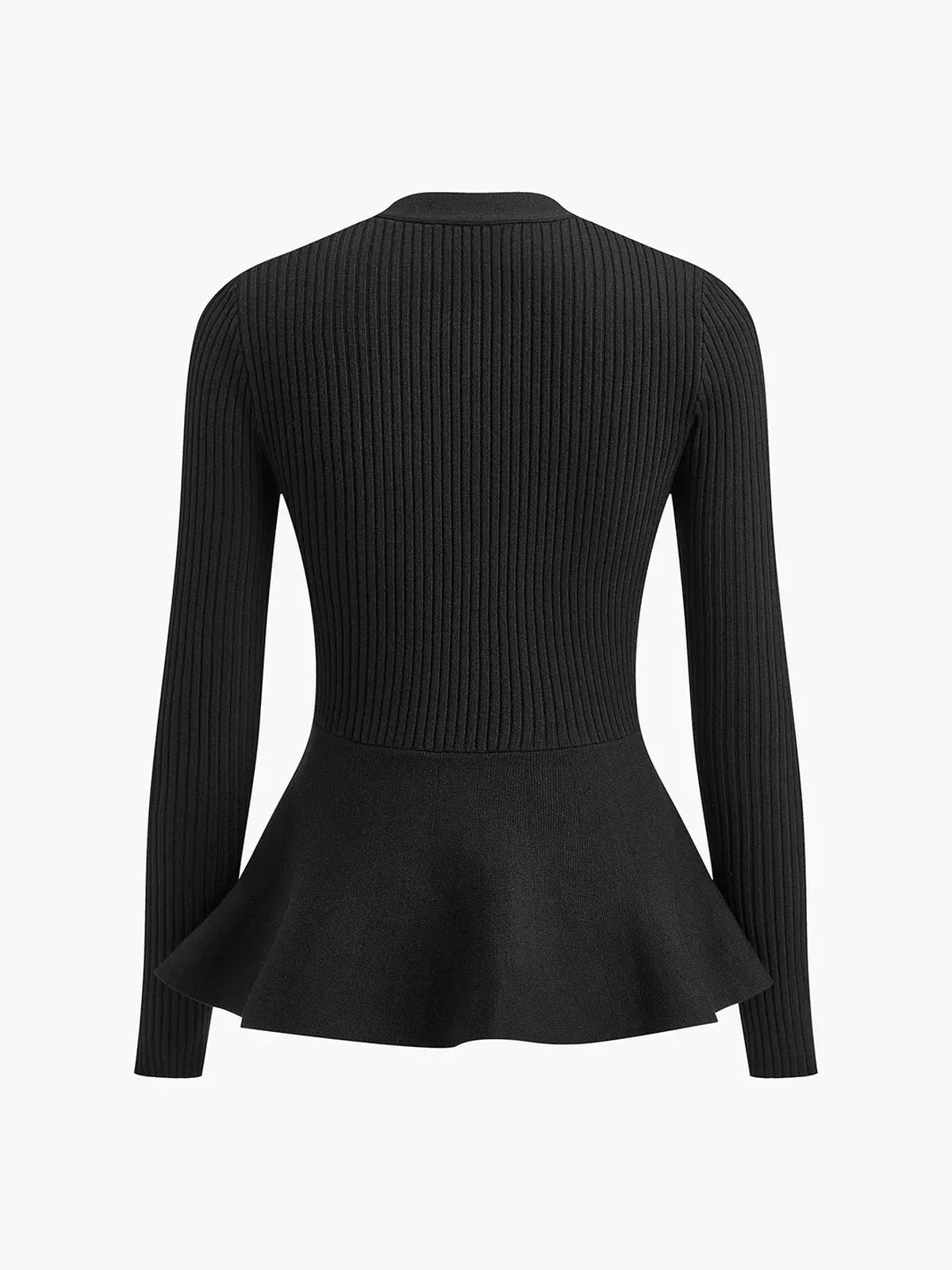 Women's Ribbed Peplum Button Knit Top