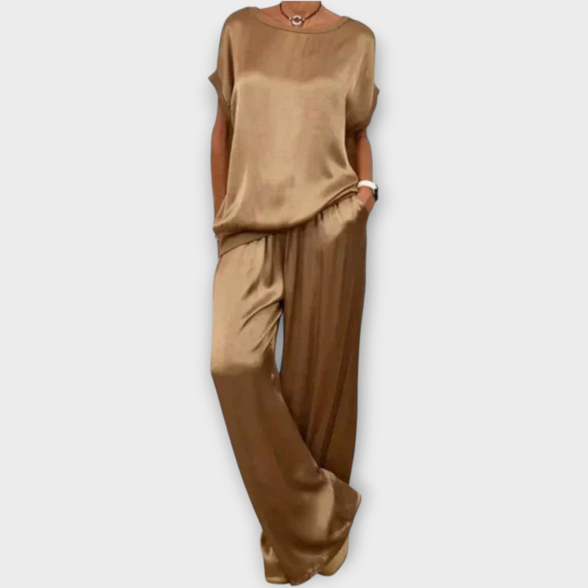 Women's Satin Wide Leg Two Piece Set