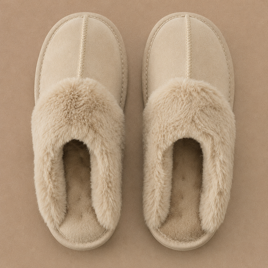 Women's Suede Mule Slippers with Warm Fur Lined House Shoes