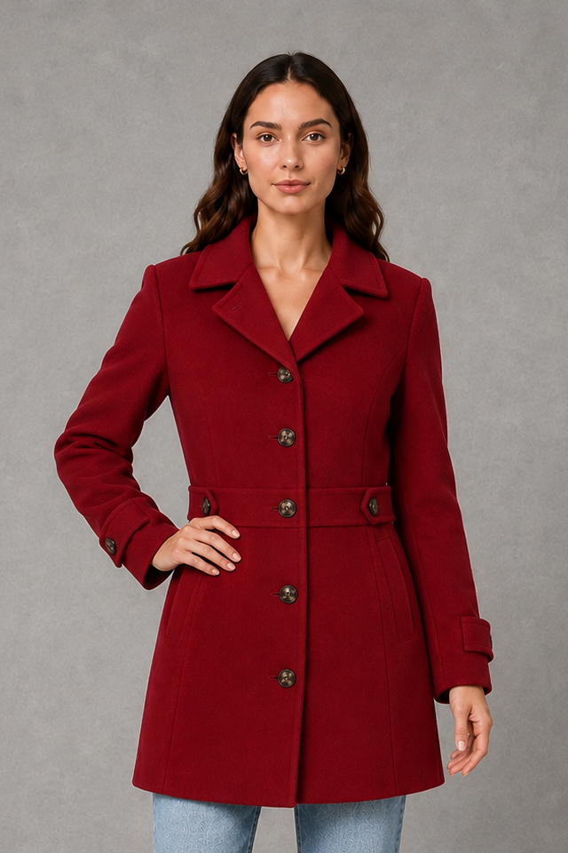 Women's Tailored Longline Winter Coat with Button Front