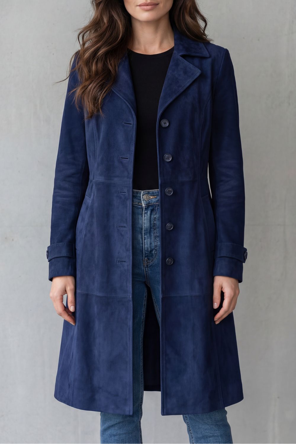 Women's Vintage Suede Effect Longline Coat