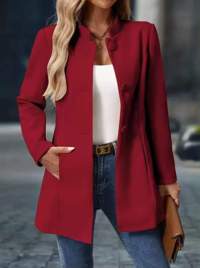 Women's Wool Effect Stand Collar Coat