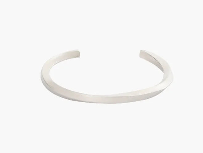 Silver-tone cuff bracelet for men by Ilynora, stainless steel open cuff design