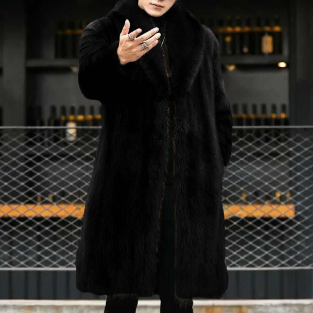 Men's Timeless Faux Fur Trim Coat