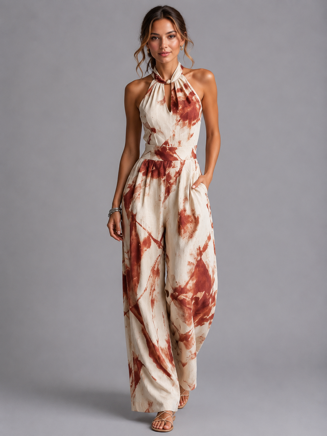 Printed Wide Leg Summer Jumpsuit