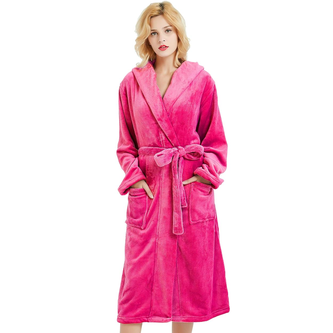 Women's Fleece Bathrobe With Hood