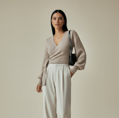 Women's Elegant Wrap Knit Top