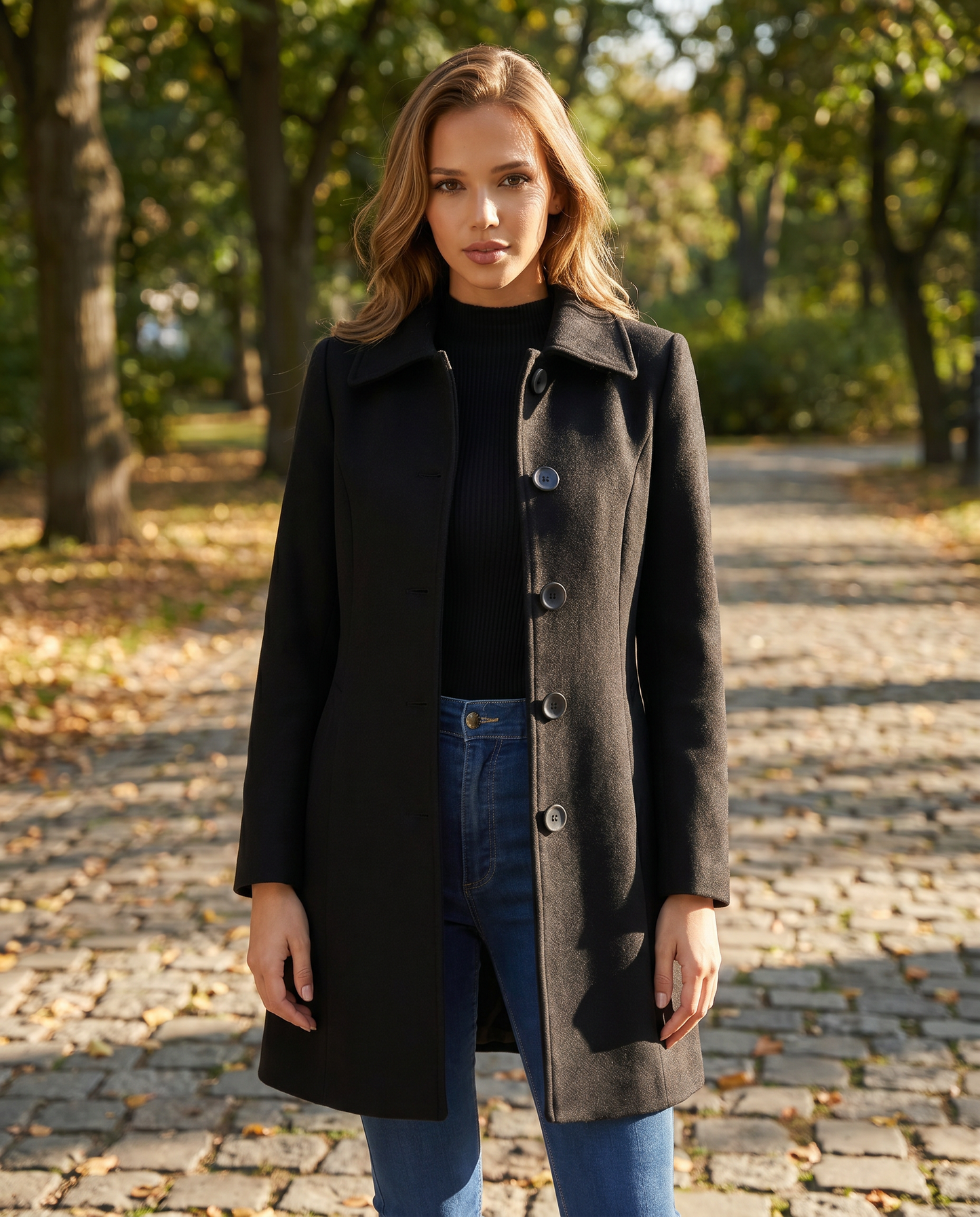 Women's Tailored Single Breasted Wool Blend Trench Coat