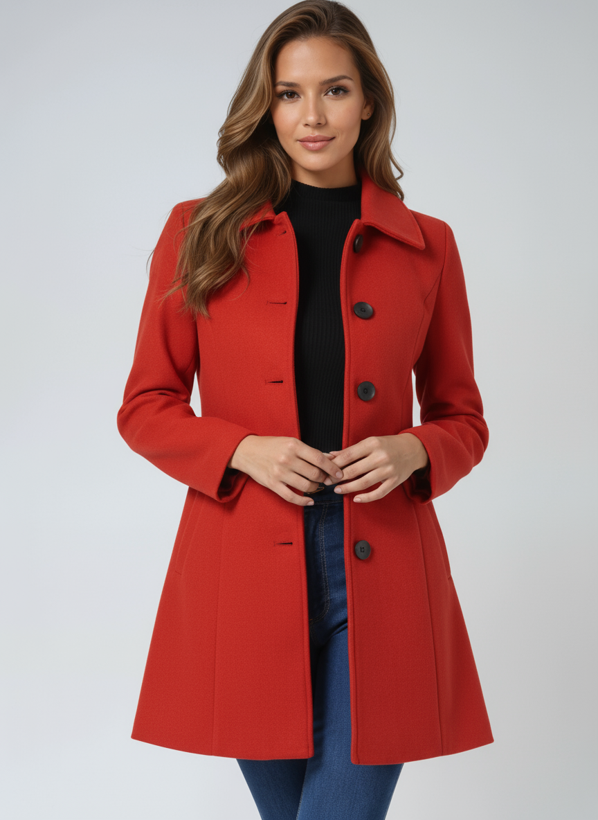 Women's Tailored Single Breasted Wool Blend Trench Coat