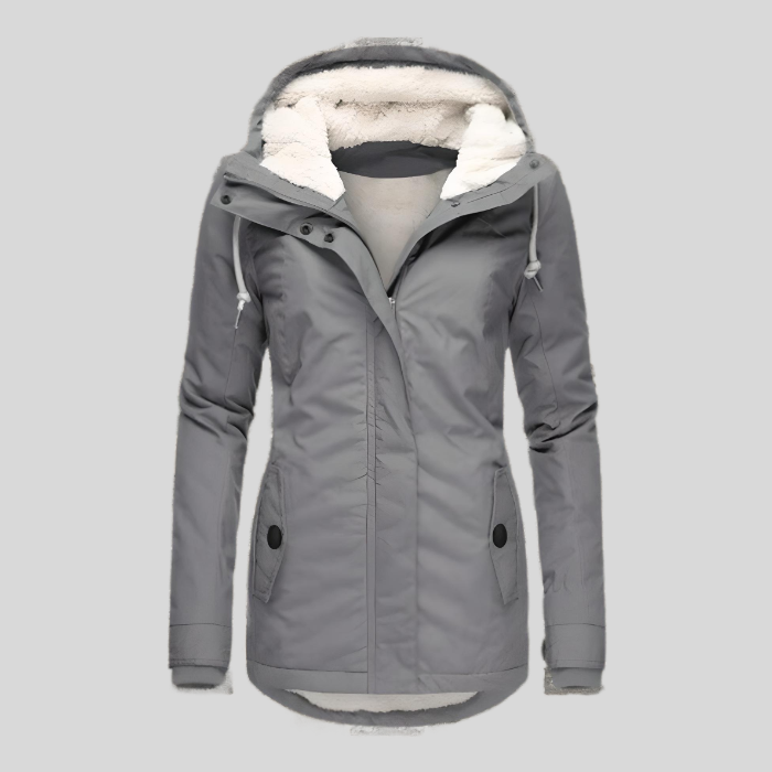 Women's Waterproof Sherpa Lined Hooded Rain Jacket