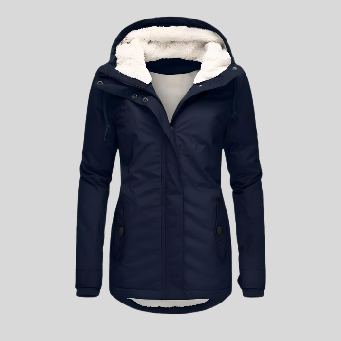 Women's Waterproof Sherpa Lined Hooded Rain Jacket
