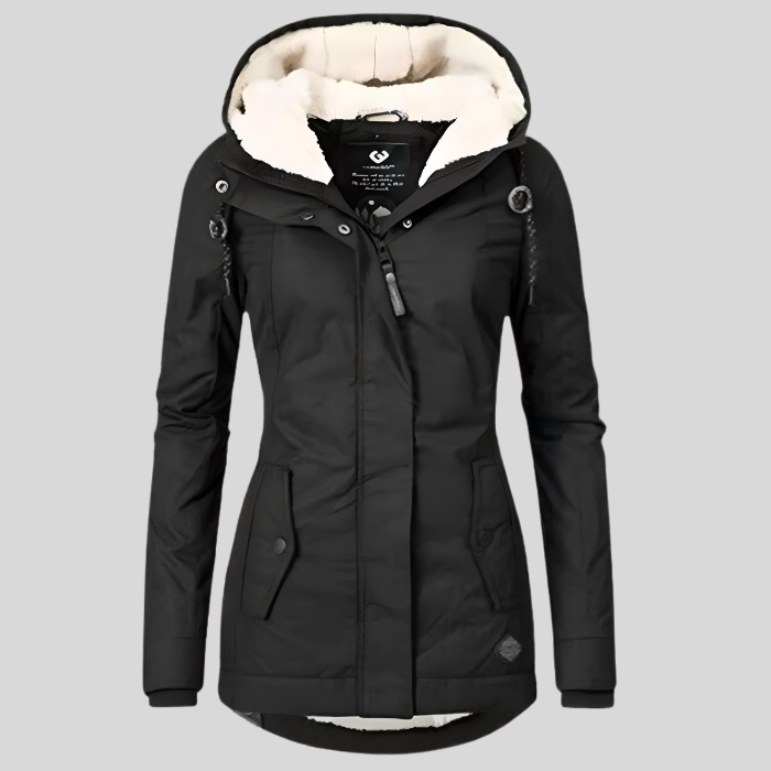 Women's Waterproof Sherpa Lined Hooded Rain Jacket