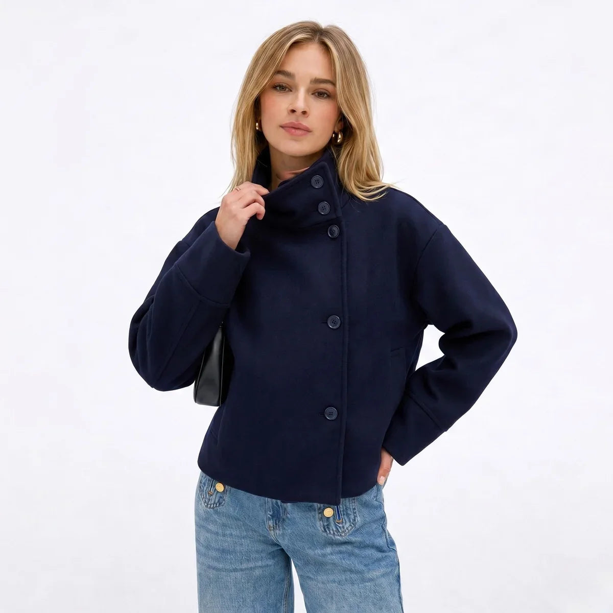 Women's Stand Collar Wool Blend Pea Coat