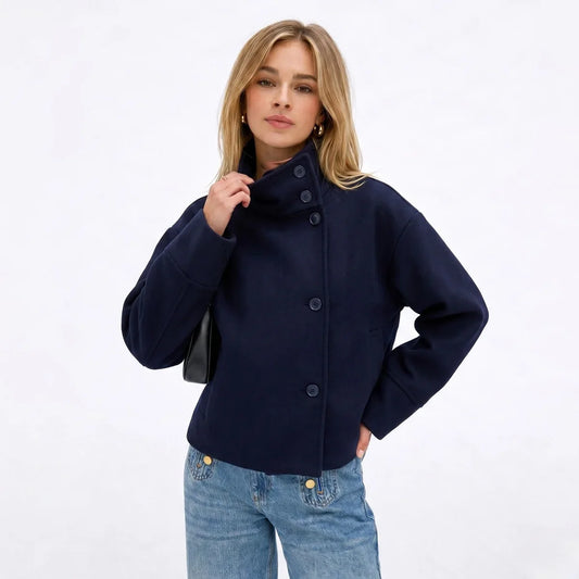 Women's Stand Collar Wool Blend Pea Coat
