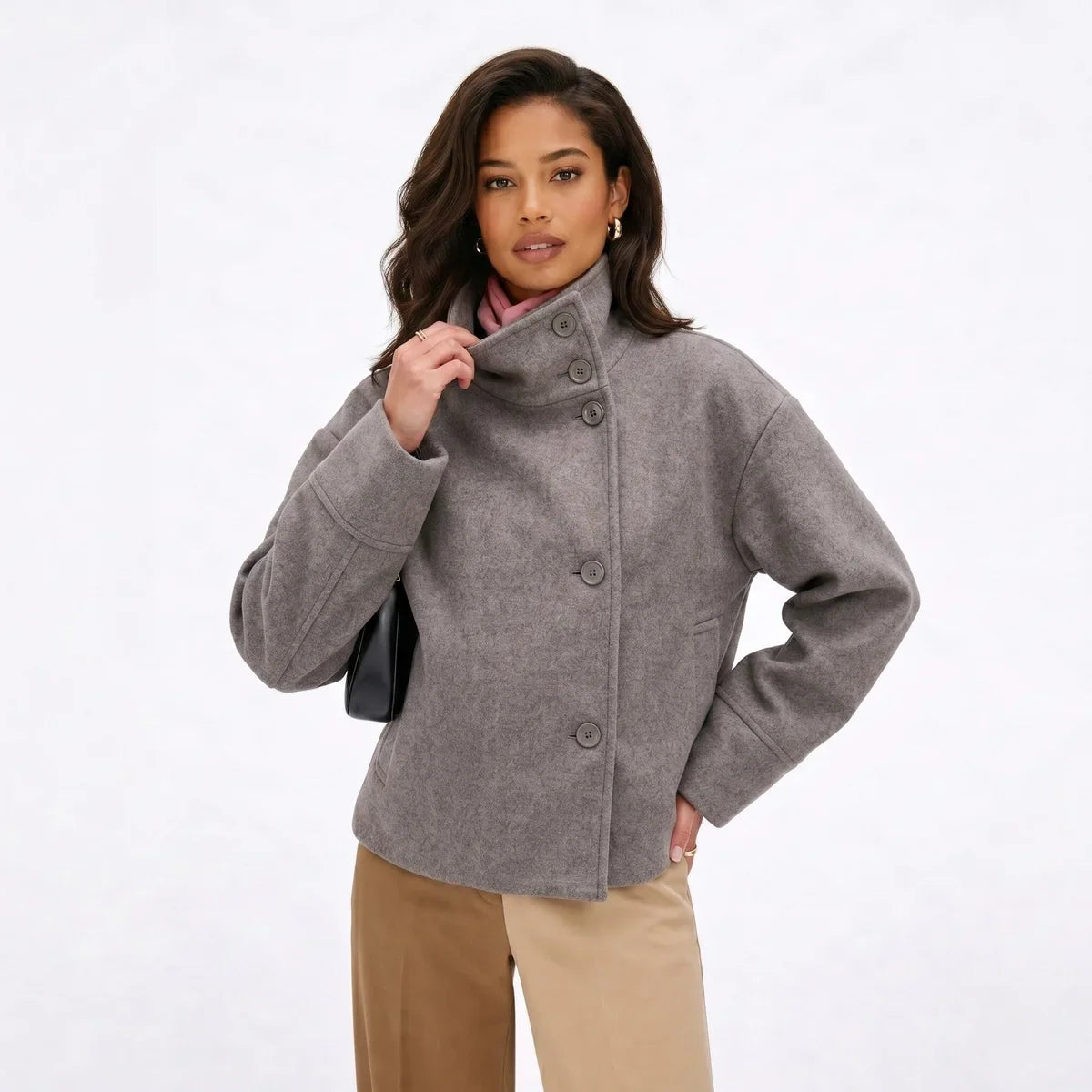 Women's Stand Collar Wool Blend Pea Coat