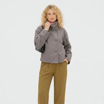 Women's Stand Collar Wool Blend Pea Coat