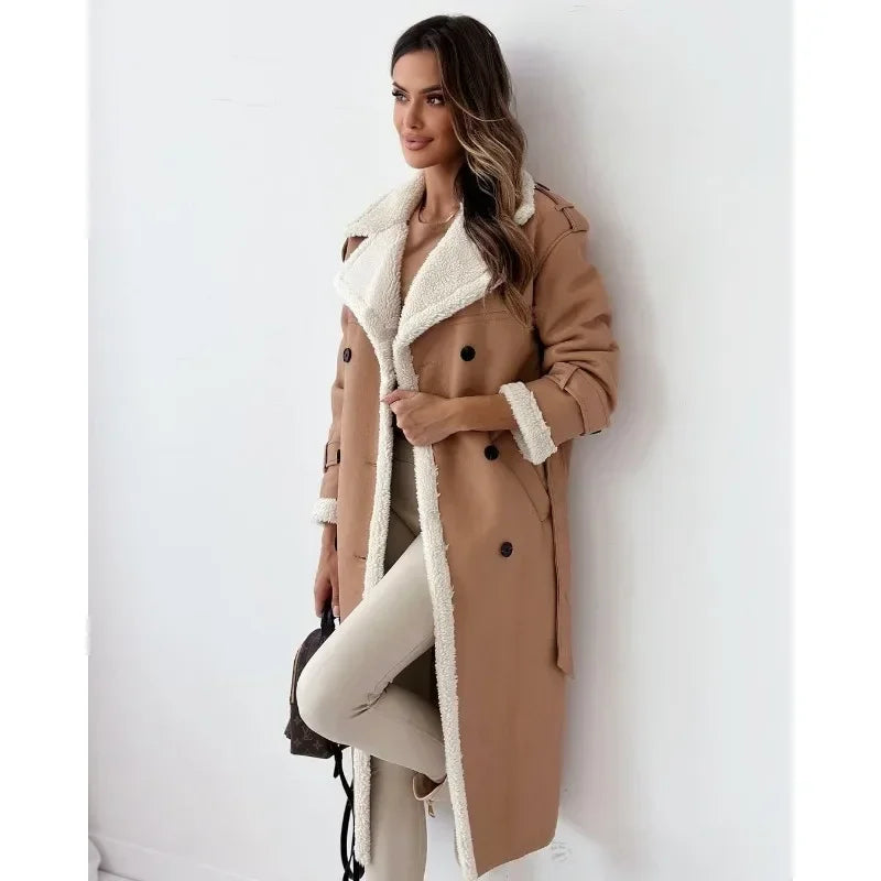 Women's Teddy Lined Double Breasted Trench Coat