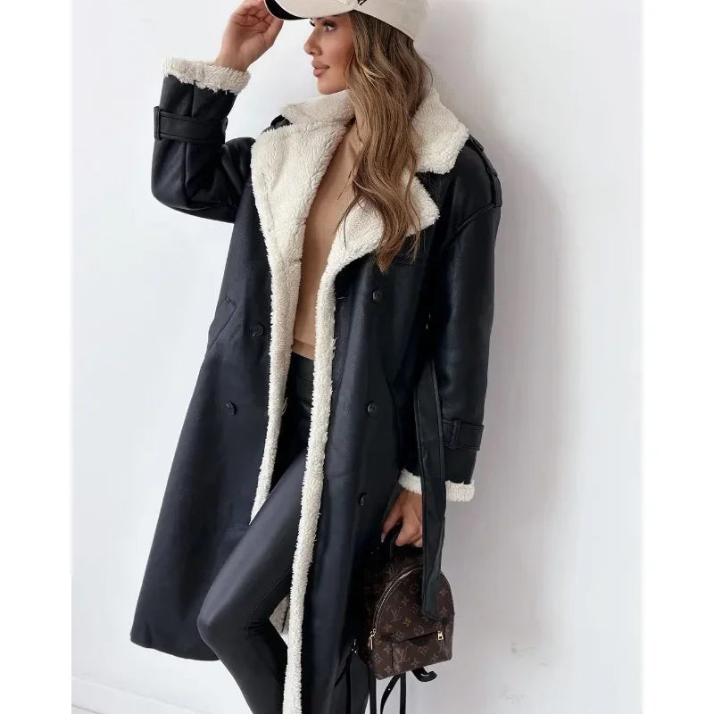 Women's Teddy Lined Double Breasted Trench Coat